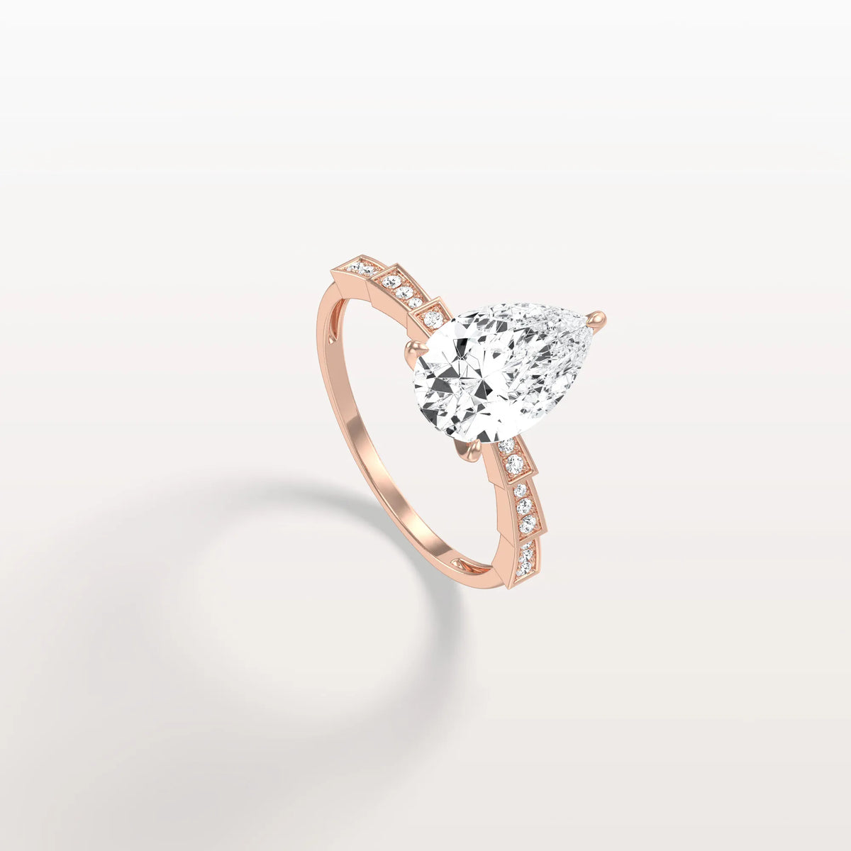 2CT Pear Cut Lab Diamond Hidden Halo Ring - Modern Style - Rings