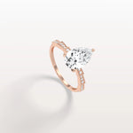 2CT Pear Cut Lab Diamond Hidden Halo Ring - Modern Style - Rings