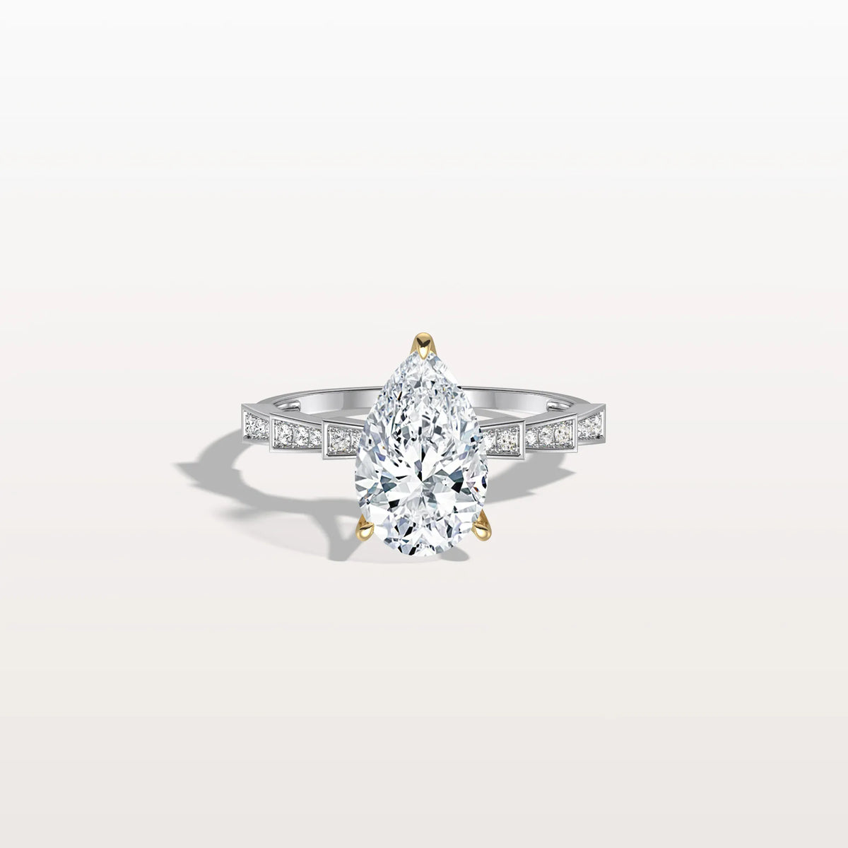 2CT Two - Tone Pave Pear Lab Grown Diamond Ring - Rings