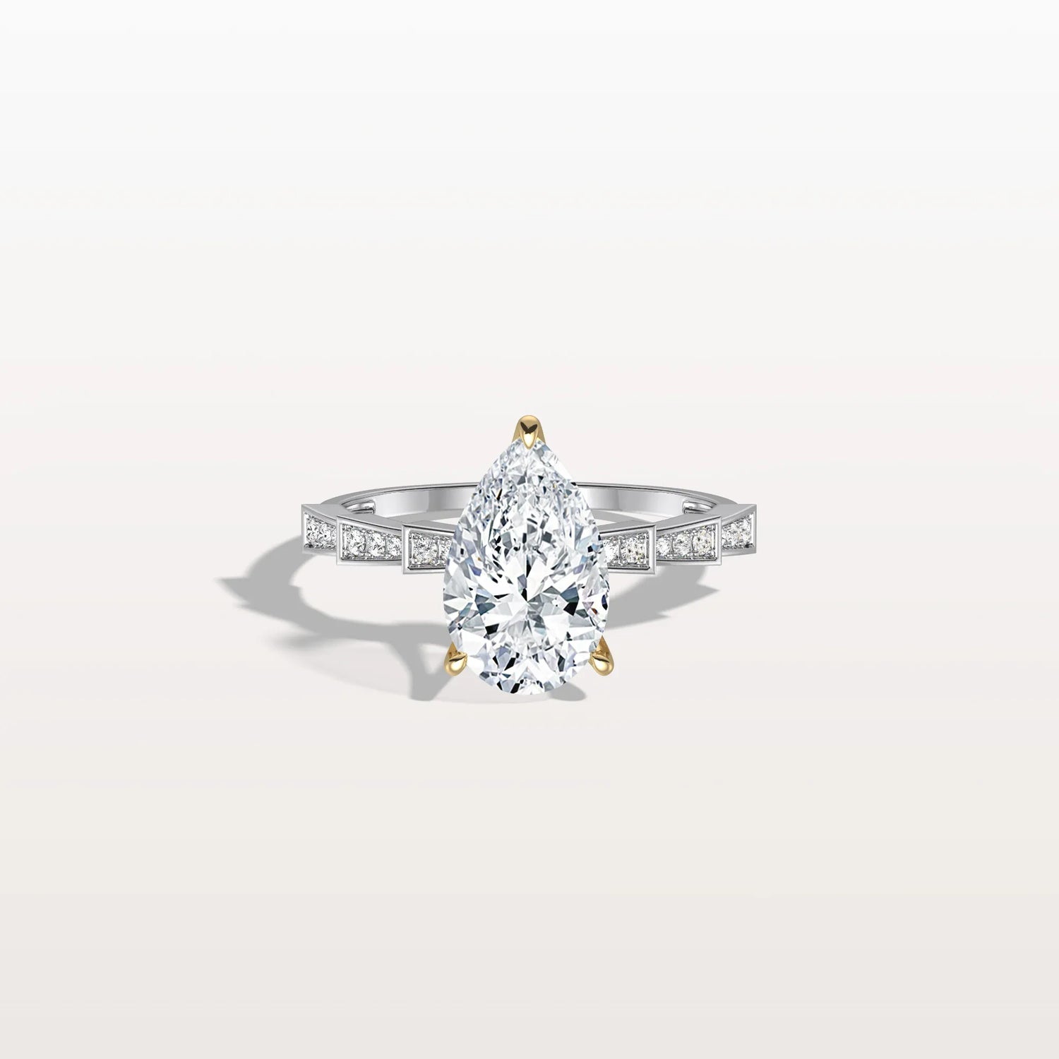 2CT Two - Tone Pave Pear Lab Grown Diamond Ring - Rings