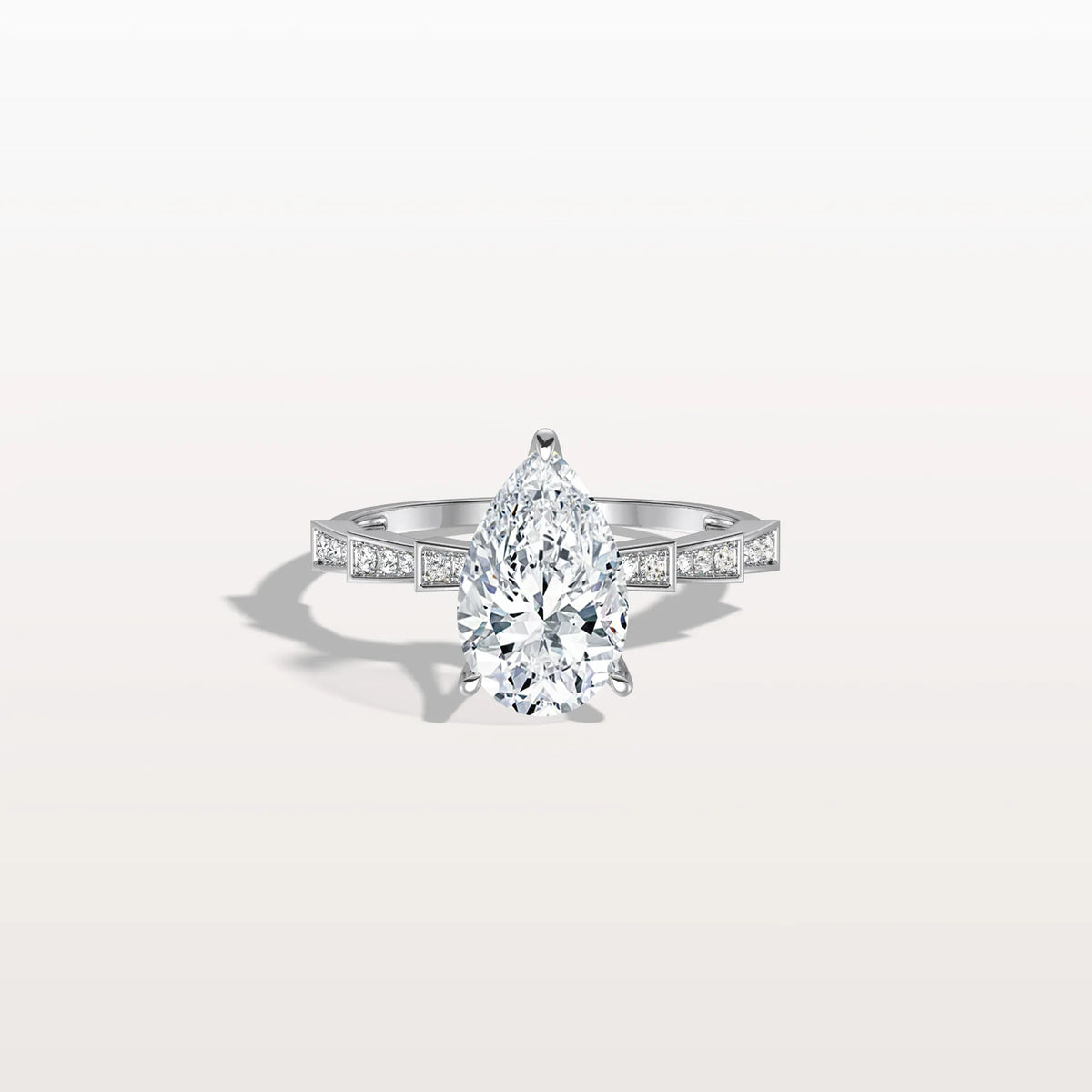 2CT Pear Cut Lab Diamond Hidden Halo Ring - Modern Style - Rings