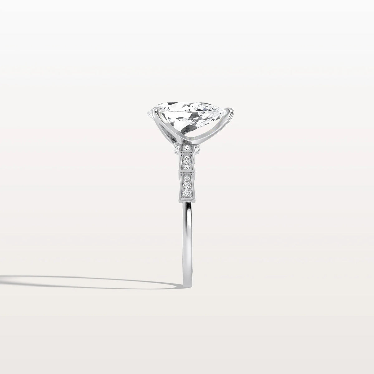 2CT Pear Cut Lab Diamond Hidden Halo Ring - Modern Style - Rings