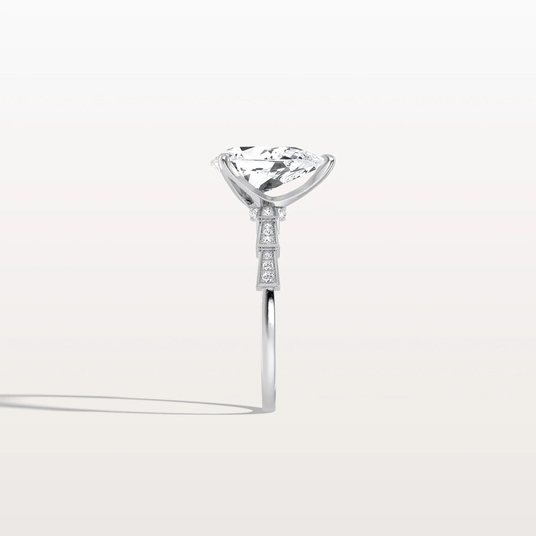 2CT Pear Cut Lab Diamond Hidden Halo Ring - Modern Style - Rings