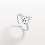 2CT Pear Cut Lab Diamond Hidden Halo Ring - Modern Style - Rings