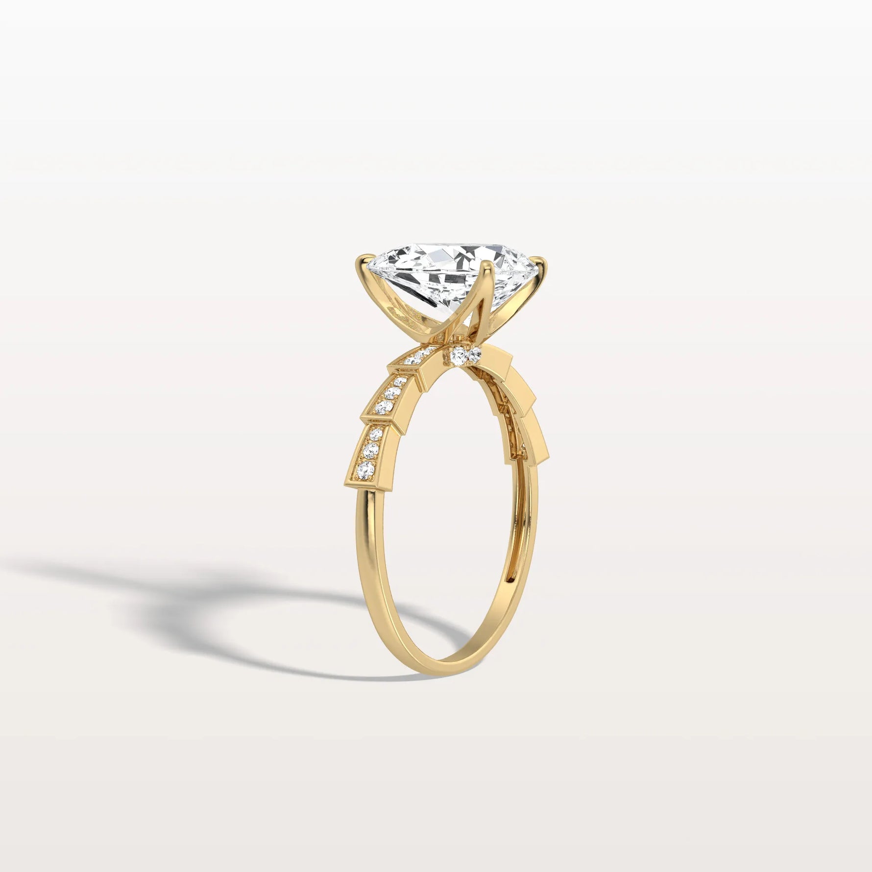 2CT Pear Cut Lab Diamond Hidden Halo Ring - Modern Style - Rings