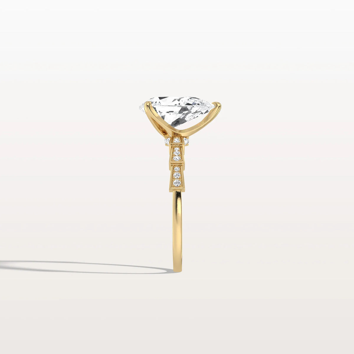2CT Pear Cut Lab Diamond Hidden Halo Ring - Modern Style - Rings