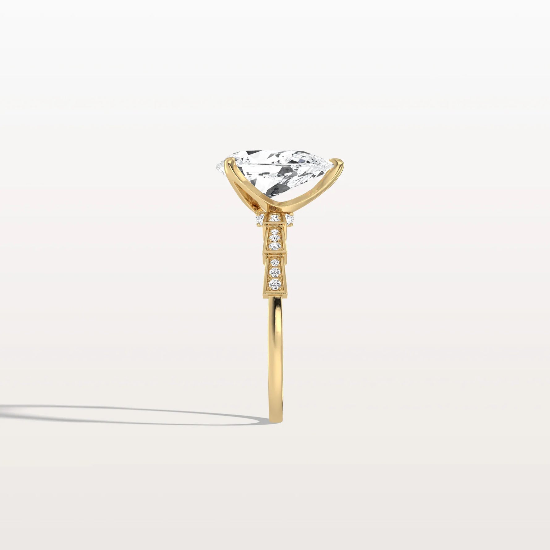 2CT Pear Cut Lab Diamond Hidden Halo Ring - Modern Style - Rings
