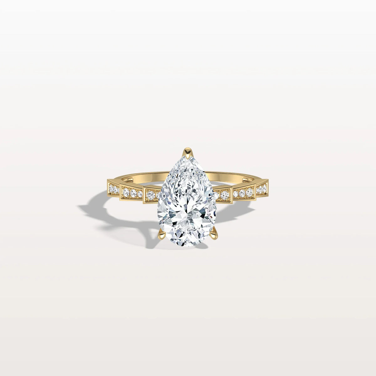2CT Pear Cut Lab Diamond Hidden Halo Ring - Modern Style - Rings
