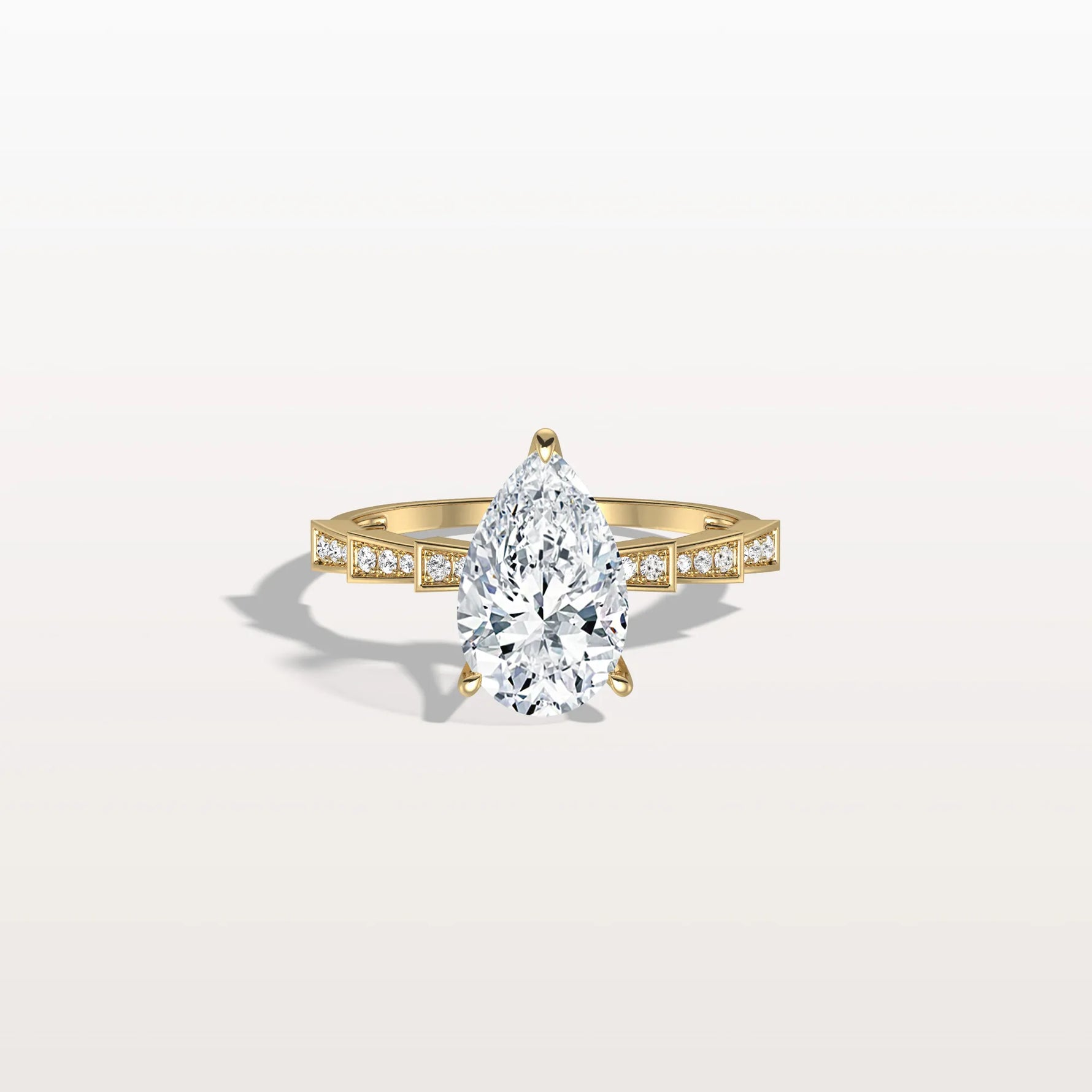 2CT Pear Cut Lab Diamond Hidden Halo Ring - Modern Style - Rings