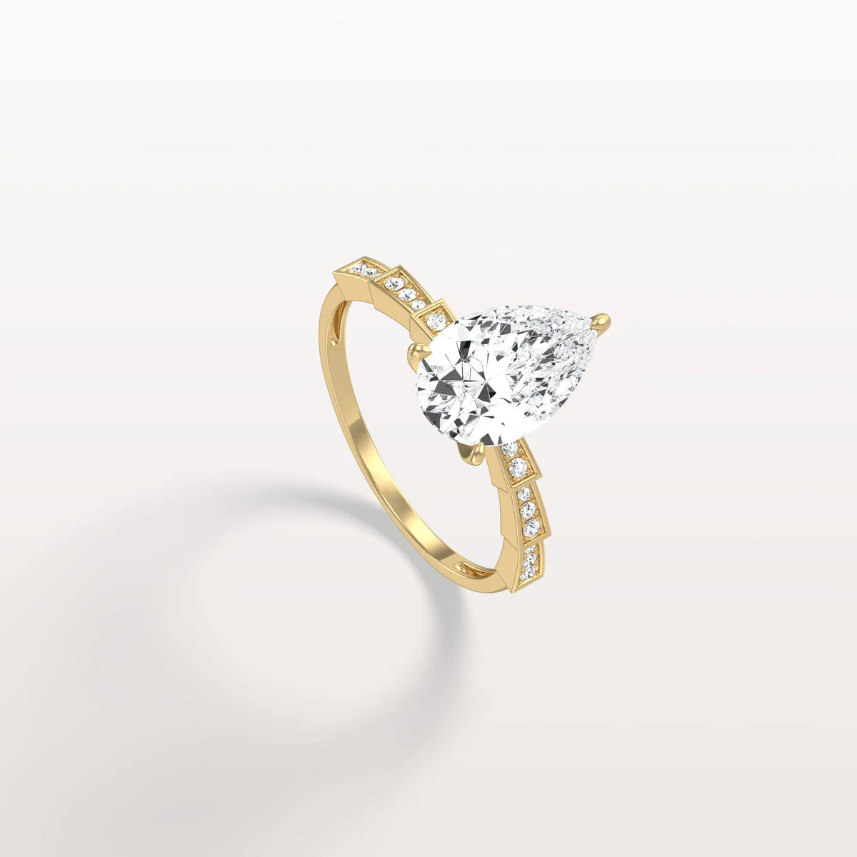 2CT Pear Cut Lab Diamond Hidden Halo Ring - Modern Style - Rings