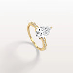 2CT Pear Cut Lab Diamond Hidden Halo Ring - Modern Style - Rings