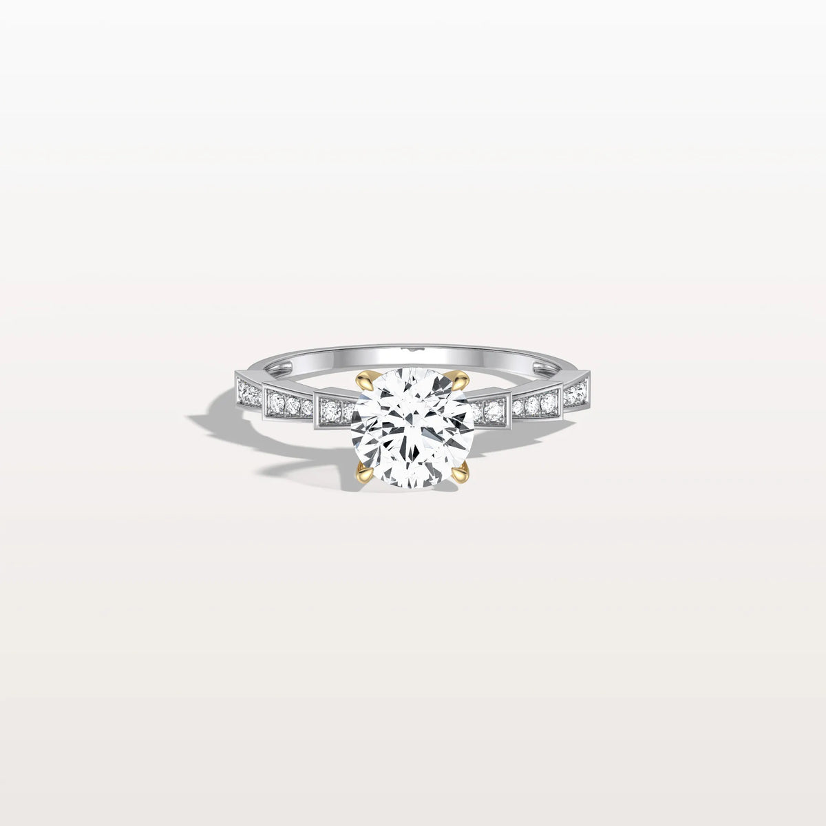 Lab Diamond Two Tone Engagement Ring - 1CT Pave Band - Rings