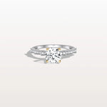 Lab Diamond Two Tone Engagement Ring - 1CT Pave Band - Rings