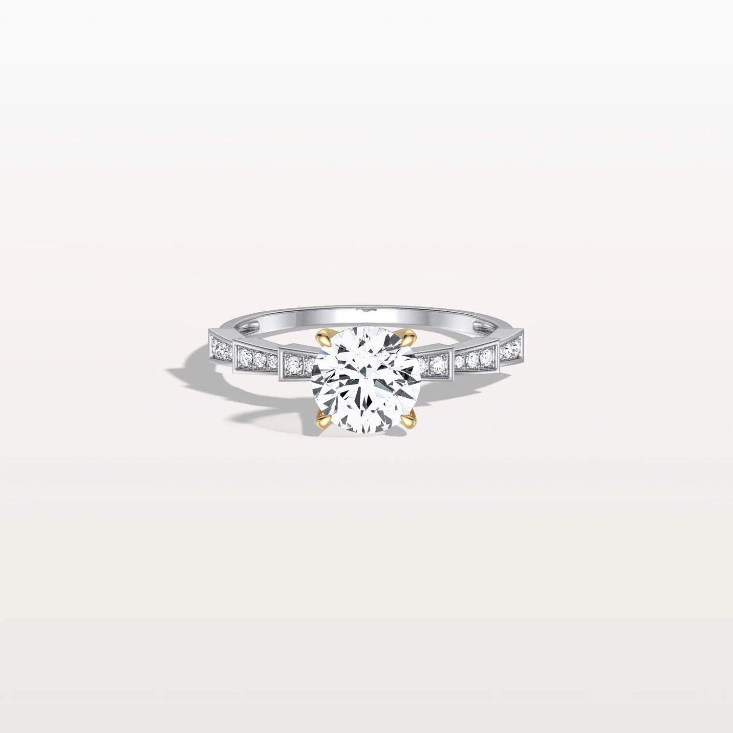 Lab Diamond Two Tone Engagement Ring - 1CT Pave Band - Rings