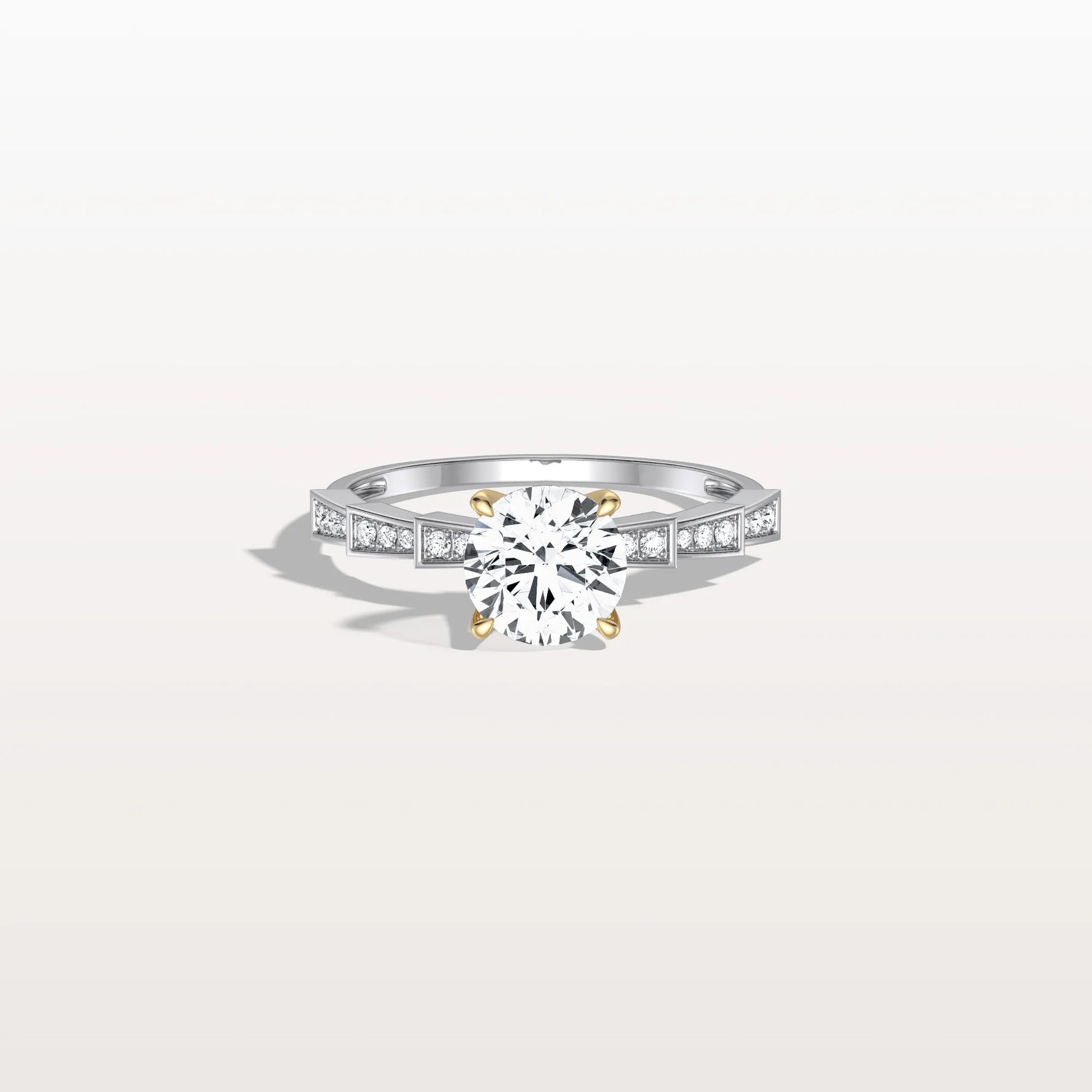 Lab Diamond Two Tone Engagement Ring - 1CT Pave Band - Rings