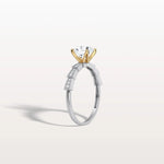 Lab Diamond Two Tone Engagement Ring - 1CT Pave Band - Rings