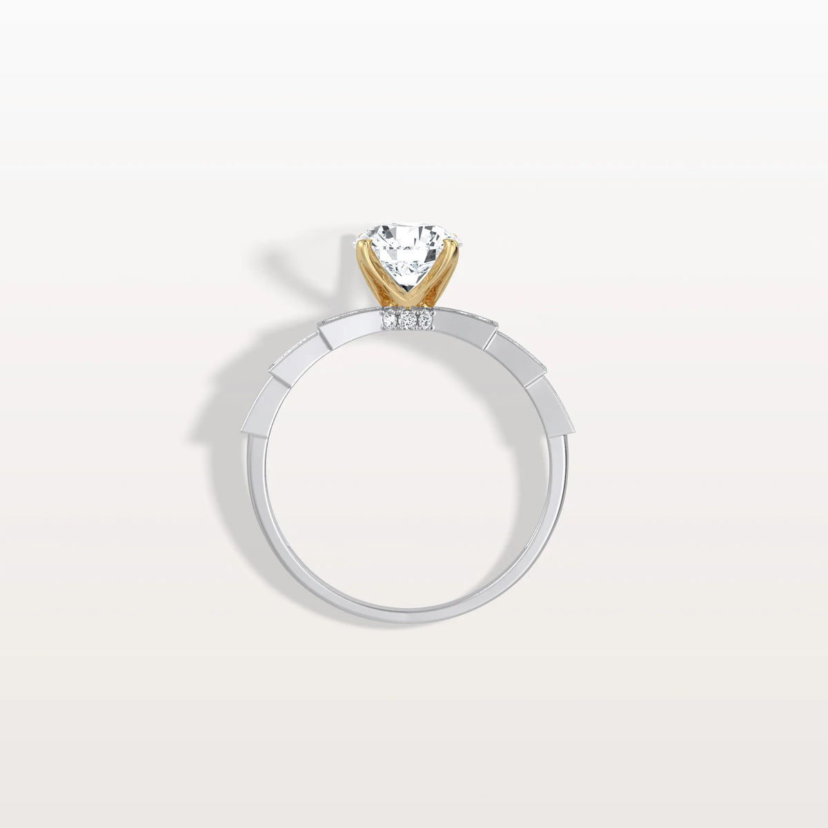 Lab Diamond Two Tone Engagement Ring - 1CT Pave Band - Rings