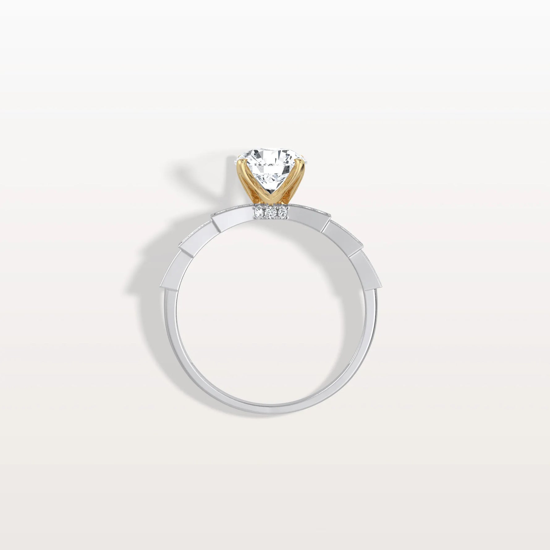 Lab Diamond Two Tone Engagement Ring - 1CT Pave Band - Rings