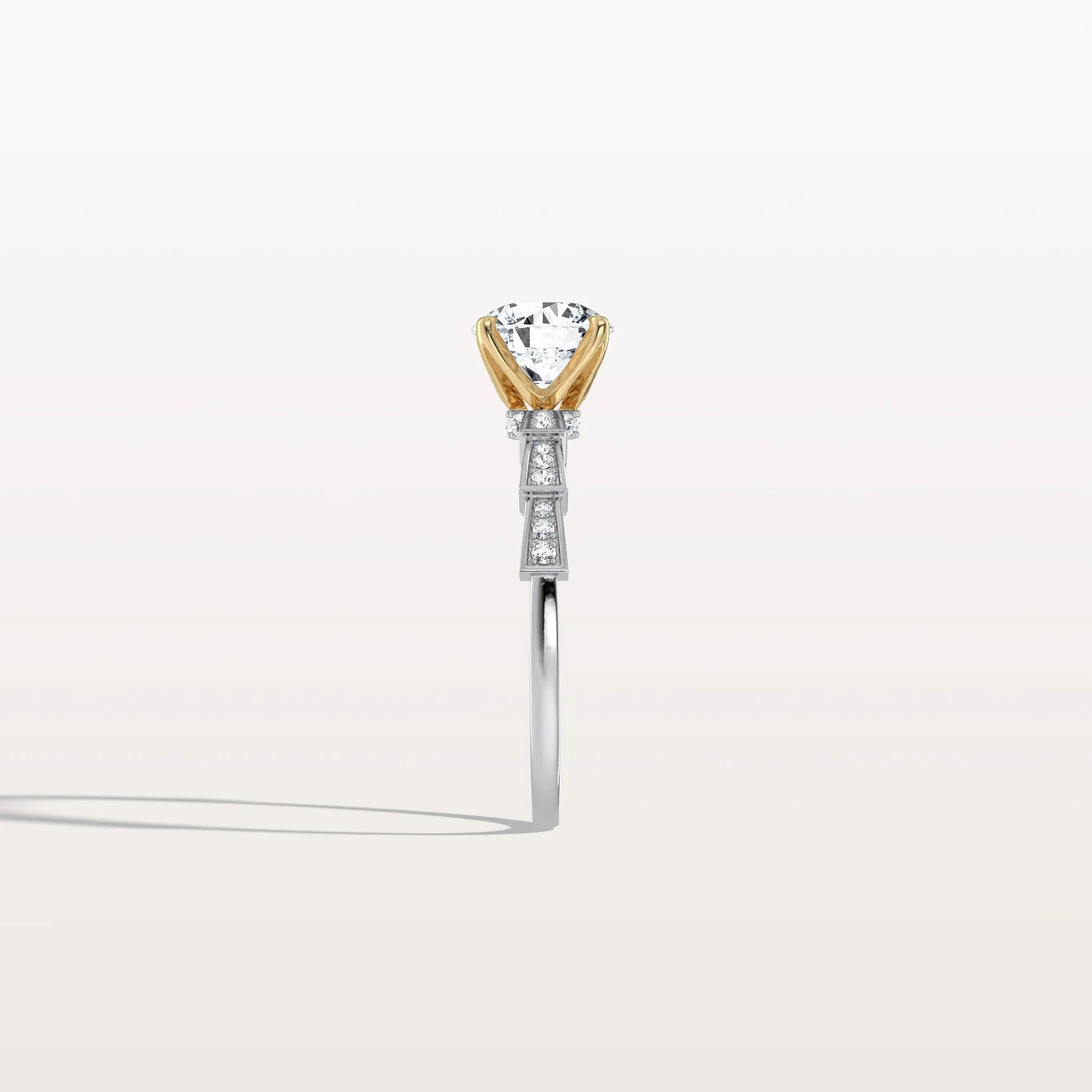 Lab Diamond Two Tone Engagement Ring - 1CT Pave Band - Rings