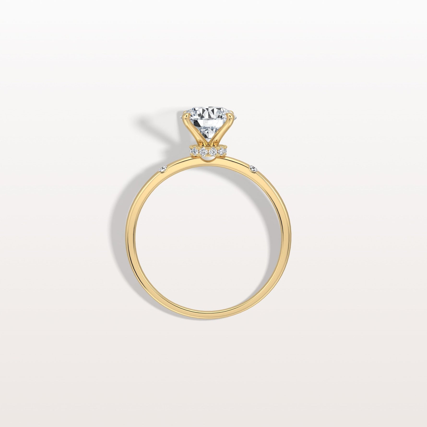 1CT Hidden Halo Lab Diamond Engagement Ring with Side Accents - Rings