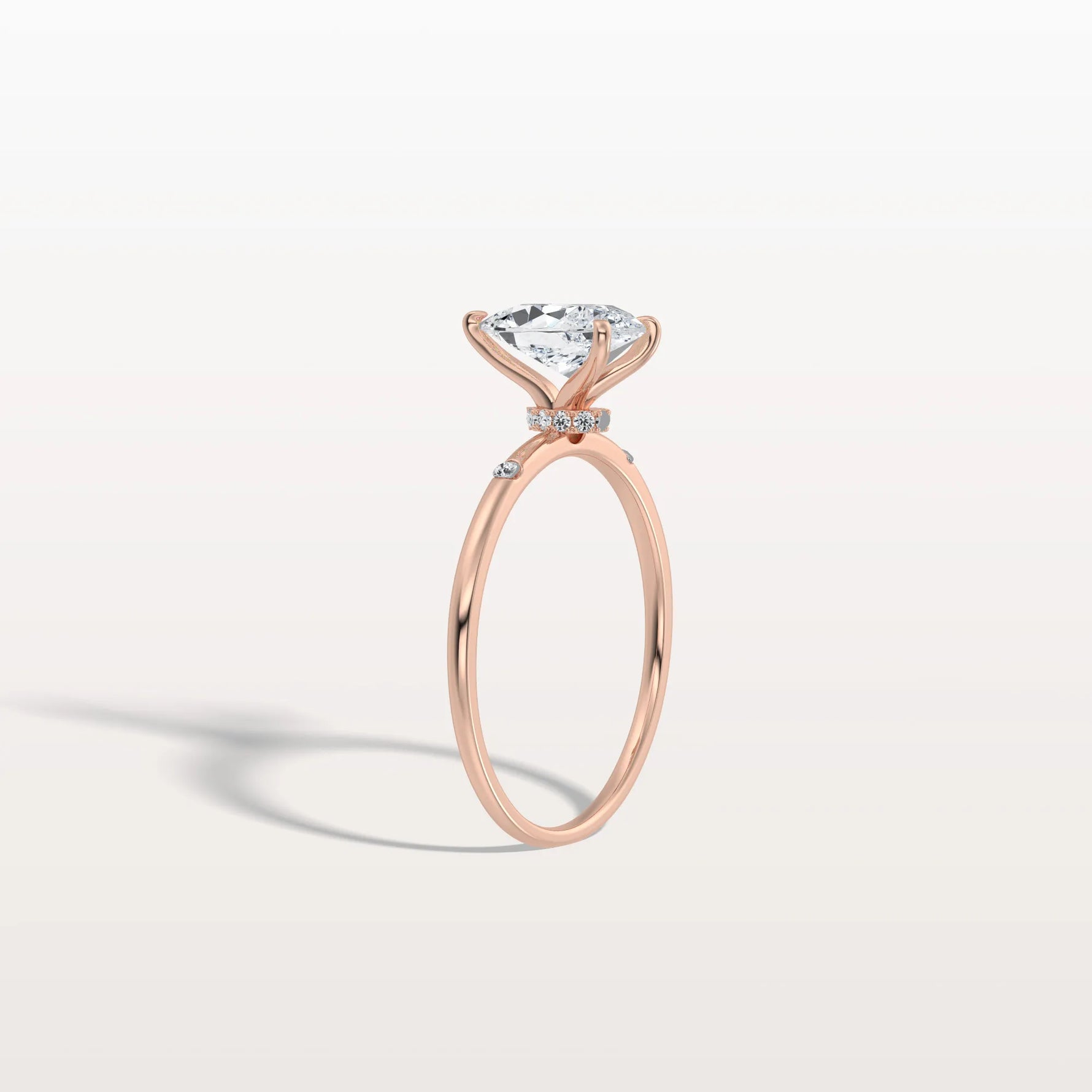 1 CT Lab Grown Pear Engagement Ring with Hidden Halo - Rings