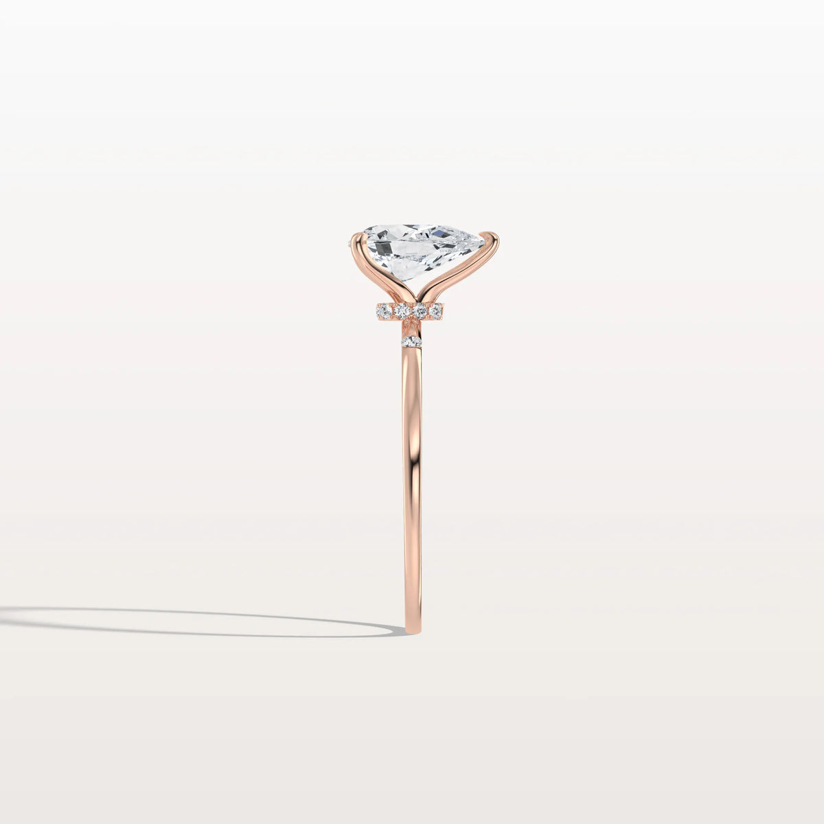1 CT Lab Grown Pear Engagement Ring with Hidden Halo - Rings