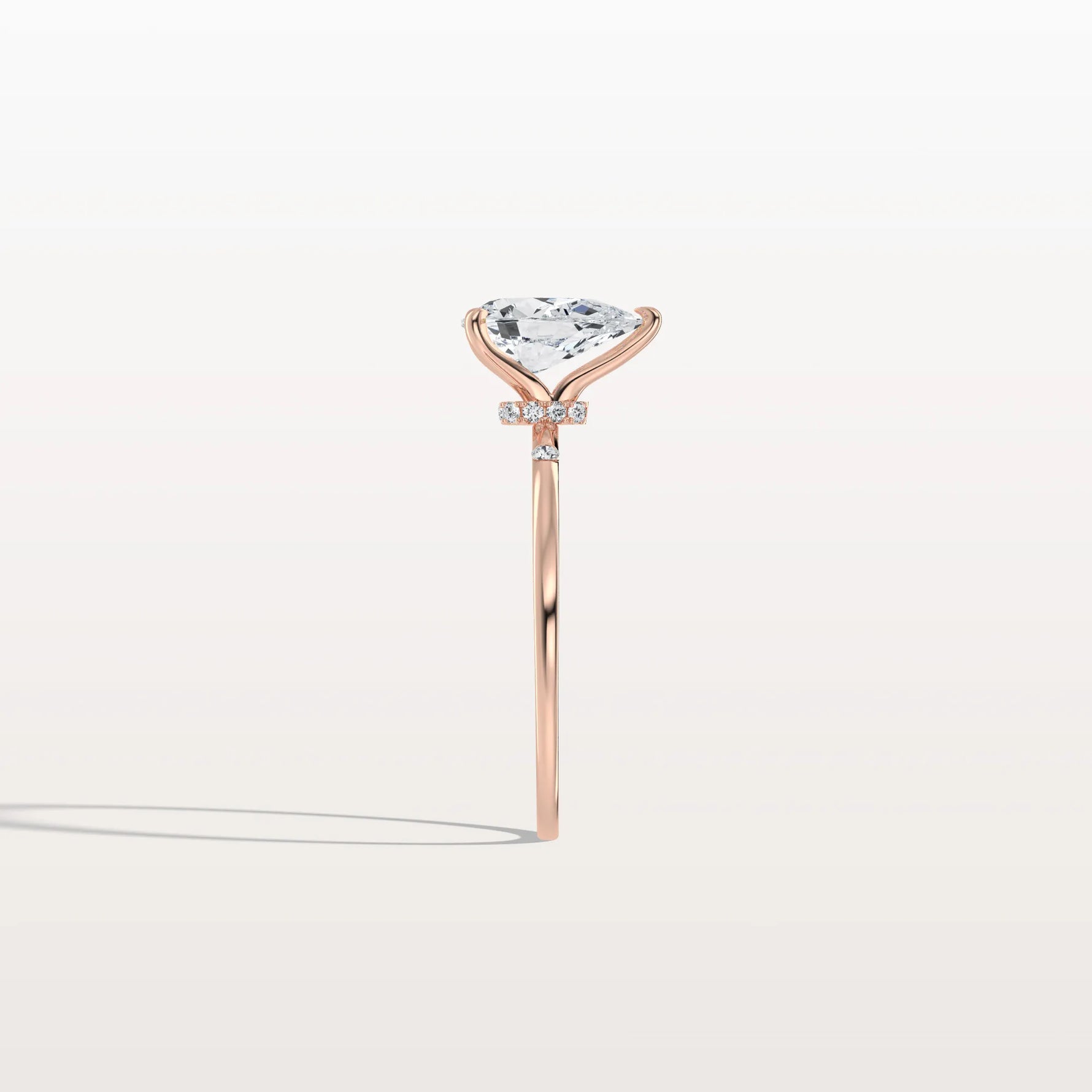1 CT Lab Grown Pear Engagement Ring with Hidden Halo - Rings