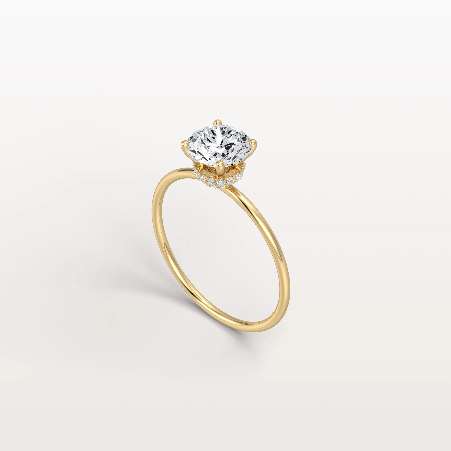 1CT Round Lab Grown Diamond Double Hidden Halo Ring - Rings