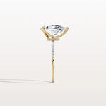 3CT Pear Lab Diamond Engagement Ring–Pave Band in 14K Gold - Rings