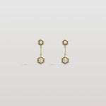 rendering video of a yellow gold Lab Dimaond Hexagon shaped Drop Earrings